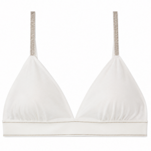Top/bralette com alças brilhantes na cor branco coco
